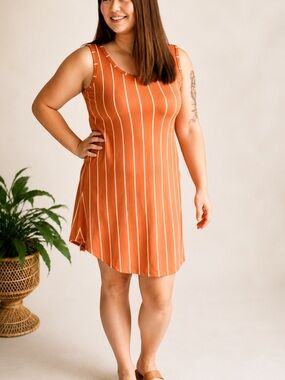 The Kindred Clothing Co Sleeveless Orange Stripe Tank Dress in Ladies Medium